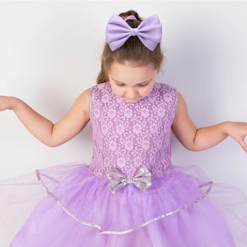 Zolyco Large Big 6 Inch Hair Bows Thick Ribbon Boutique Alligator Clips Hair Accessories for Women Girls Toddlers Kids Teens 2 Pcs(Light Purple) - Image 3